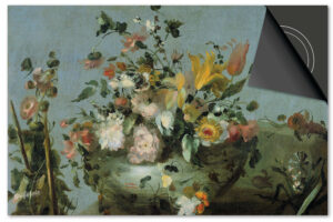 Vintage bloemen op blauw Inductie Beschermer Exclusief SALE (59 x 52 cm)