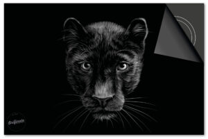 Panter op Zwart Inductie Beschermer Exclusief SALE + spatscherm optie gaatjes en haakjes (76 x 51,5 cm)