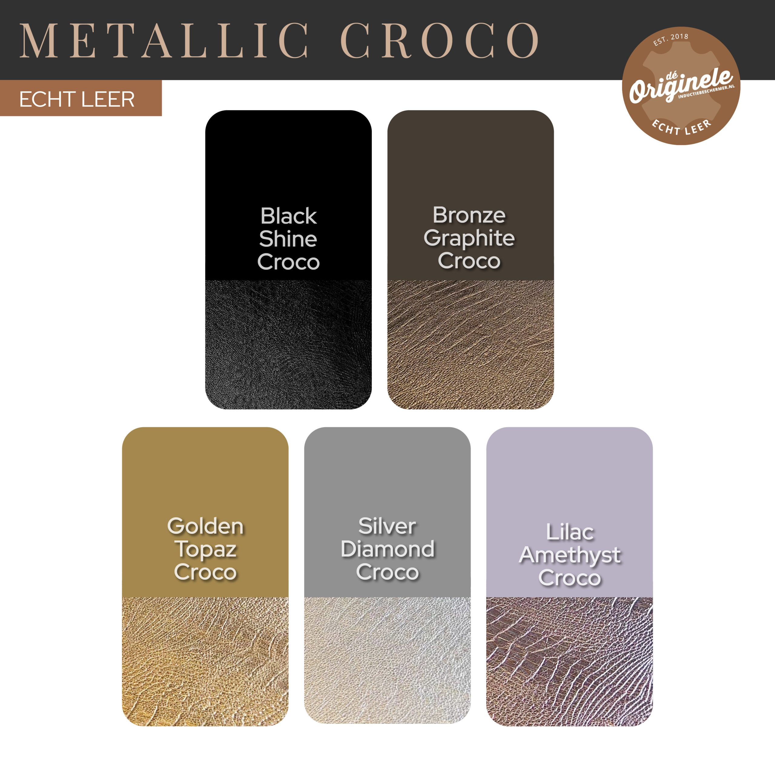 Metallic Croco - Leren Inductie Beschermer - Afbeelding 4