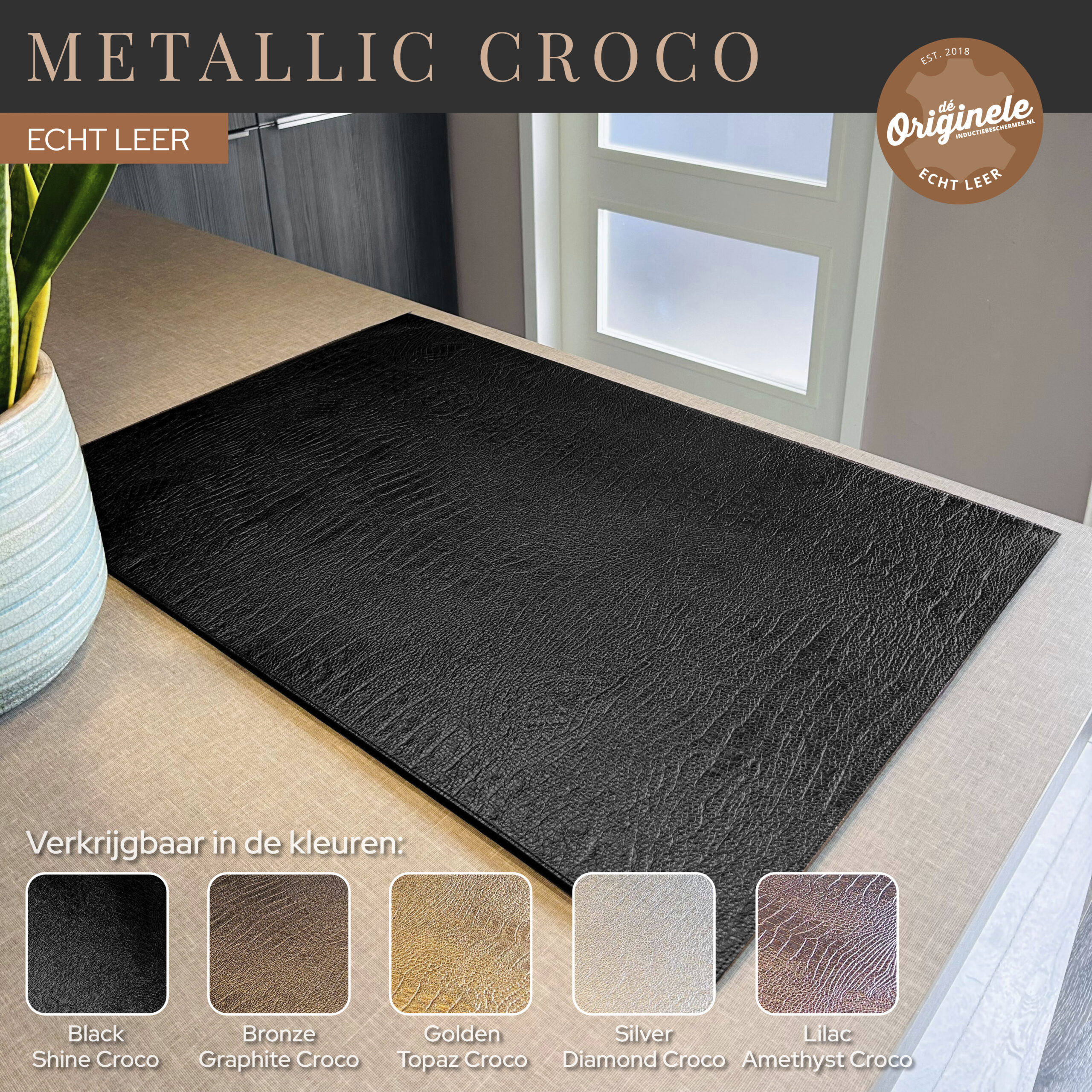 Metallic Croco - Leren Inductie Beschermer