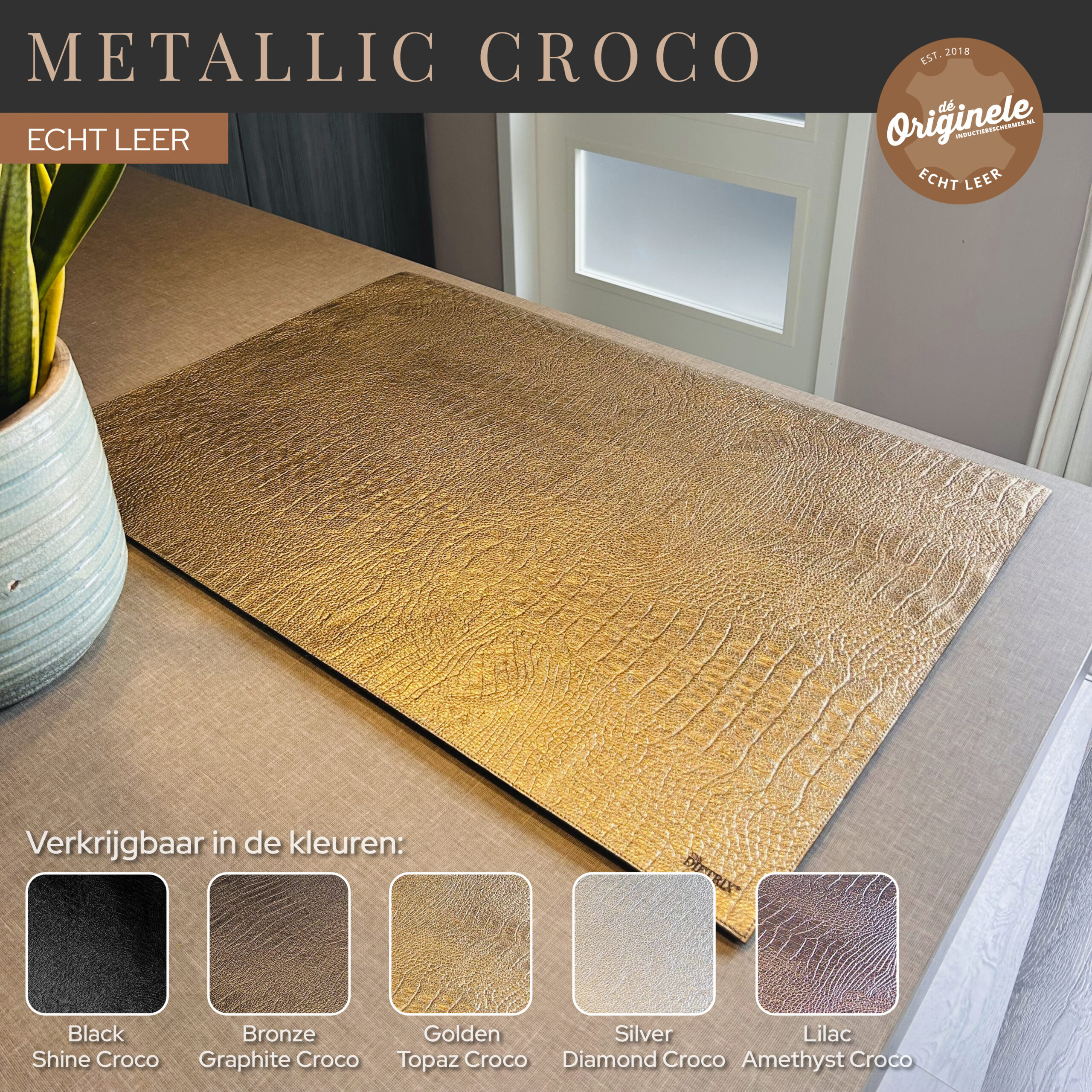 Metallic Croco - Leren Inductie Beschermer - Afbeelding 6