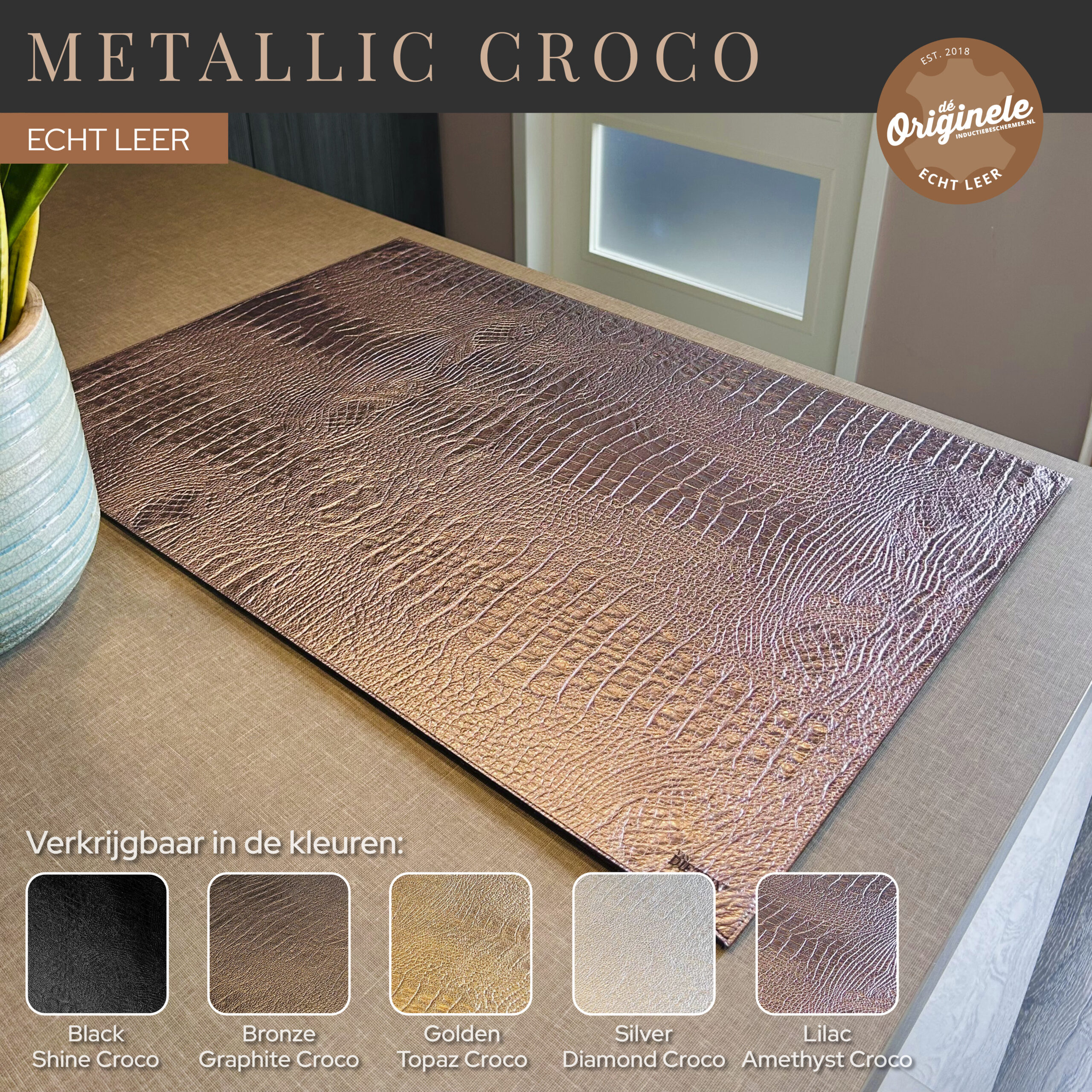 Metallic Croco - Leren Inductie Beschermer - Afbeelding 7