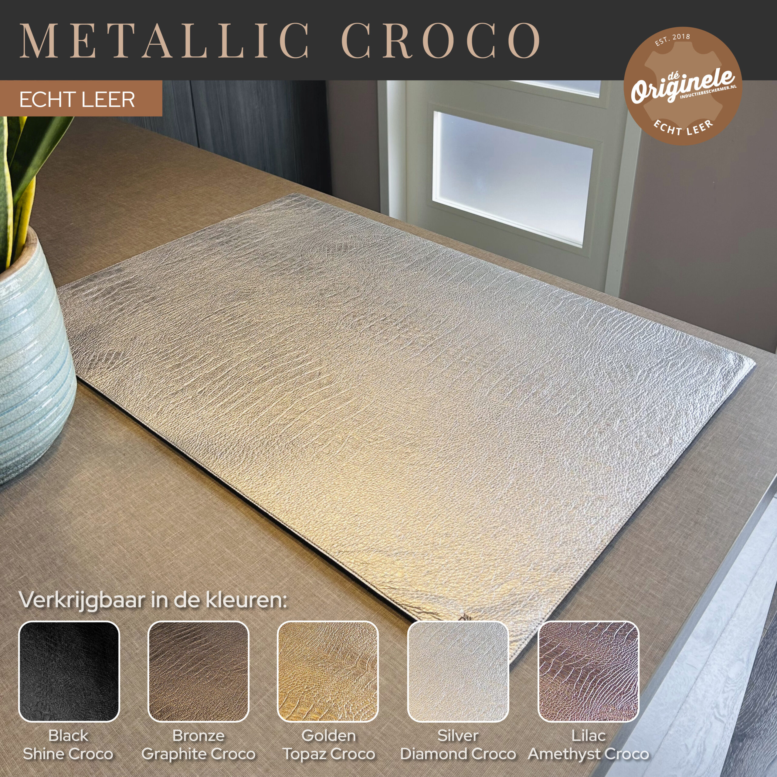 Metallic Croco - Leren Inductie Beschermer - Afbeelding 8