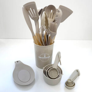 Keukengereihouder 23 stuks - Taupe/Beige - siliconen/hout