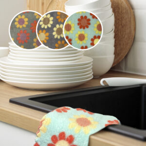 Vaat/multifunctionele doeken - Bohemian Flowers design 3 stuks